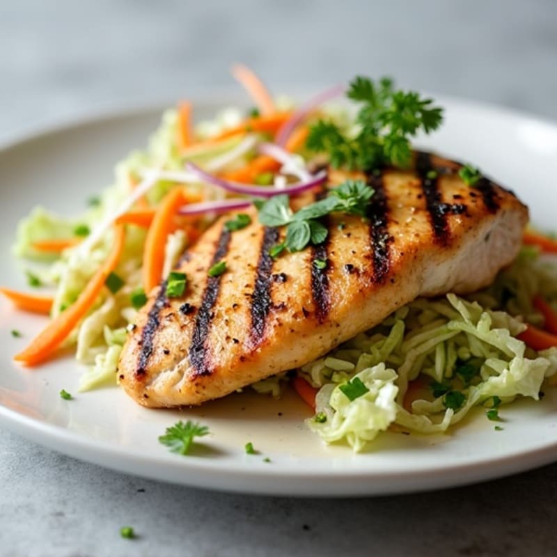 Grilled Chicken Breast with Crunchy Cabbage Slaw