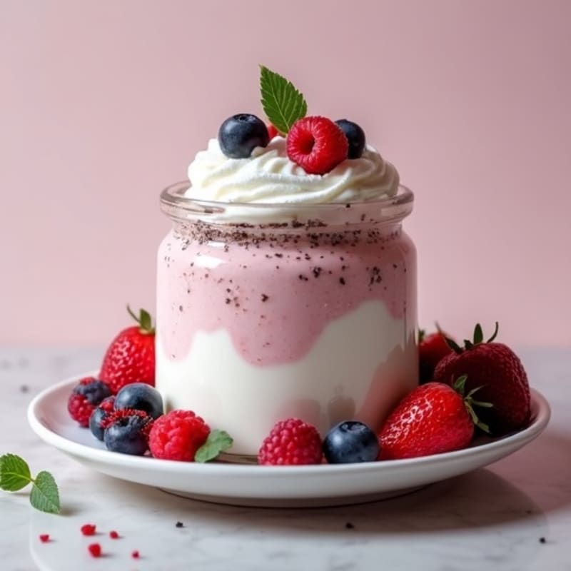 Greek Yogurt Protein Mousse with Mixed Berries
