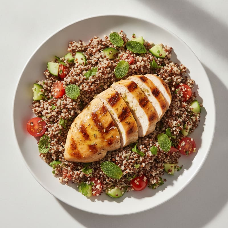 Grilled Lemon Herb Chicken Breast with Quinoa Salad