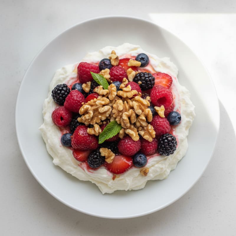 Silky Greek Yogurt Protein Mousse with Mixed Berries