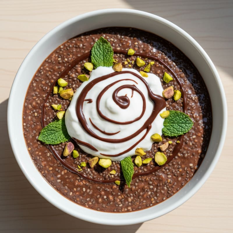 Silky Chocolate Protein Pudding with Chia Seeds