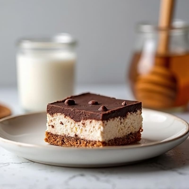 No-Bake Dark Chocolate Greek Yogurt Cheesecake Squares