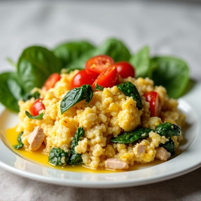 Egg White Scramble with Lean Turkey and Spinach
