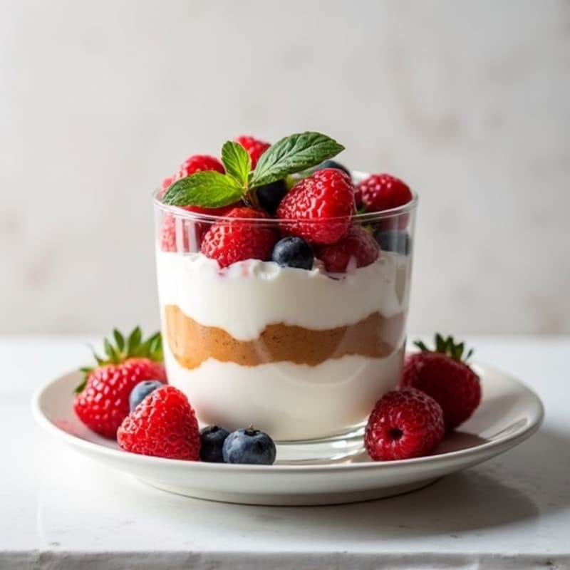 Greek Yogurt Protein Parfait with Mixed Berries and Almond Butter