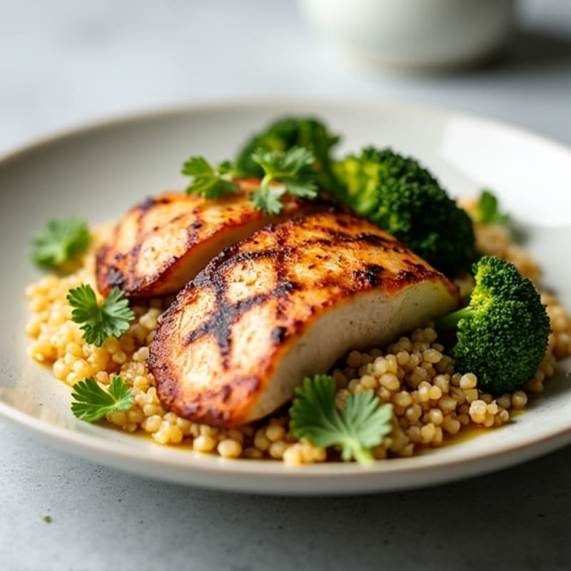 Grilled Turkey Breast with Quinoa and Roasted Broccoli