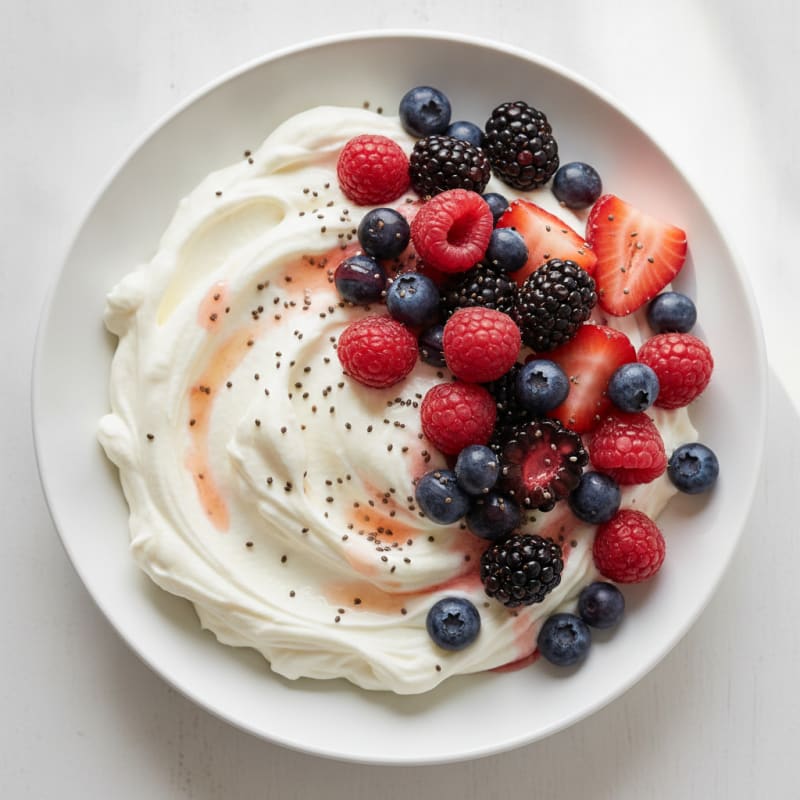 Greek Yogurt Whip with Mixed Berries and Protein Powder