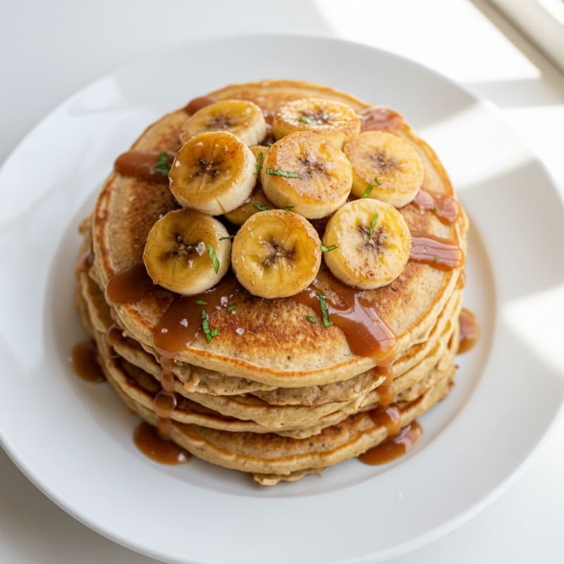 Golden Caramelized Banana Pancakes