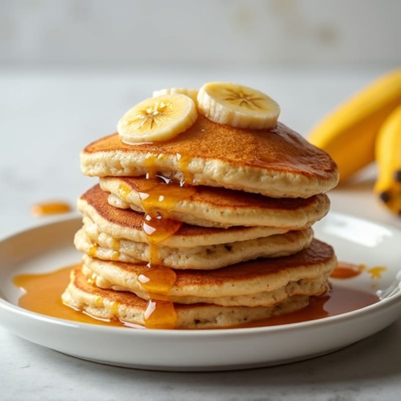 Fluffy Protein Pancakes with Caramelized Banana Topping