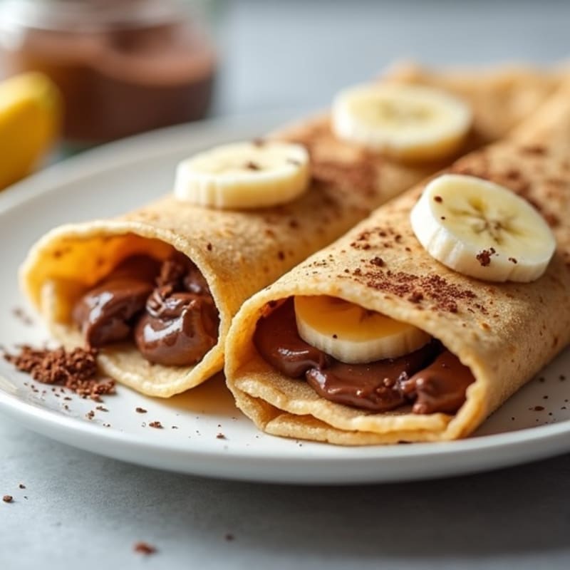 Whole Wheat Crepes Stuffed with Creamy Chocolate Hazelnut and Banana