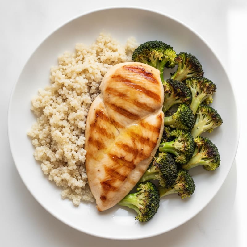Grilled Chicken Breast with Roasted Broccoli and Quinoa
