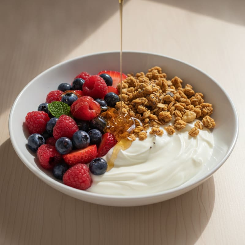 Greek Yogurt Bowl with Mixed Berries and Protein Granola