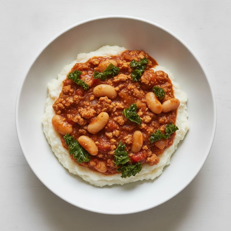 Braised Beans with Pap and Greens