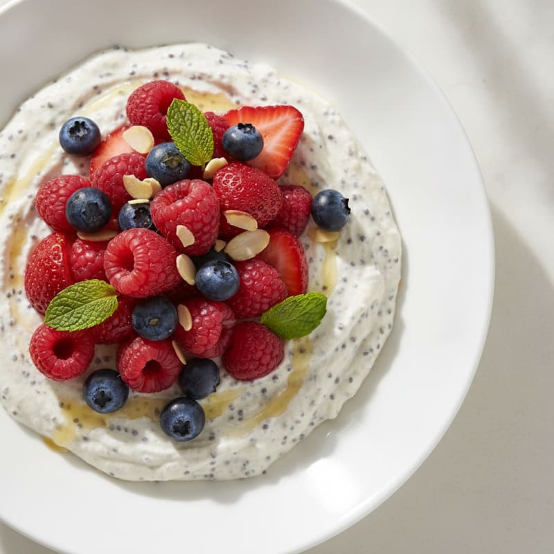 Creamy Greek Yogurt Protein Mousse with Mixed Berries