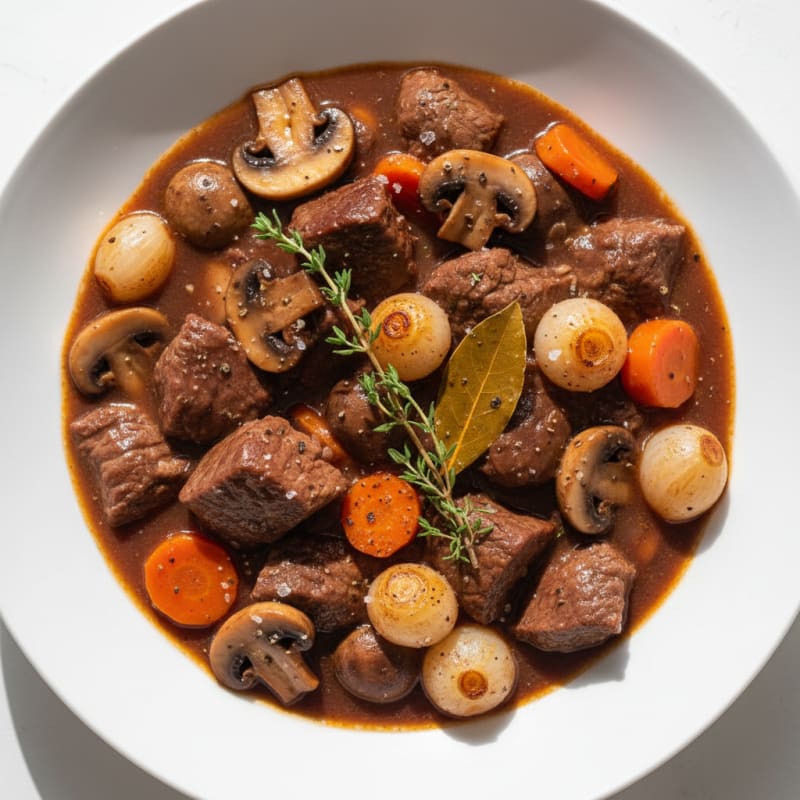 Classic Beef Bourguignon with Pearl Onions