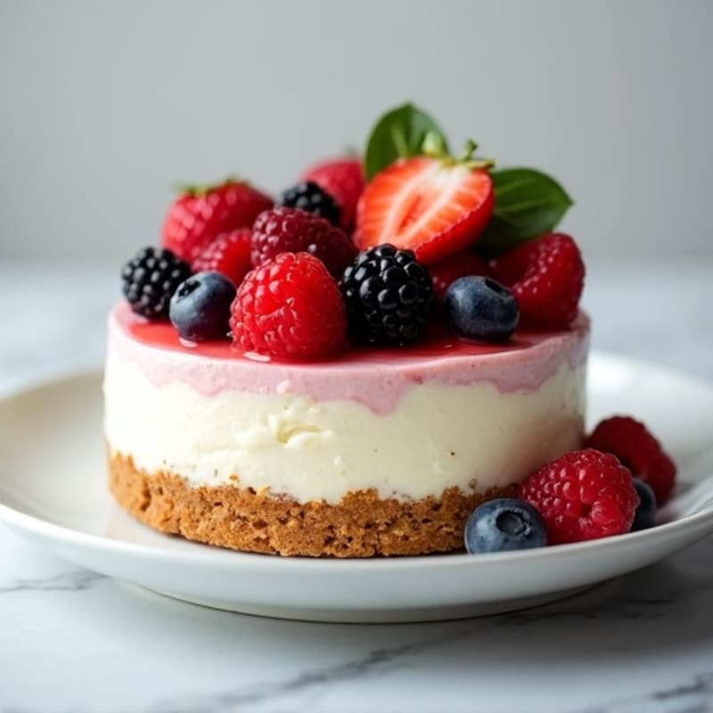 Greek Yogurt Protein Cheesecake with Fresh Berries