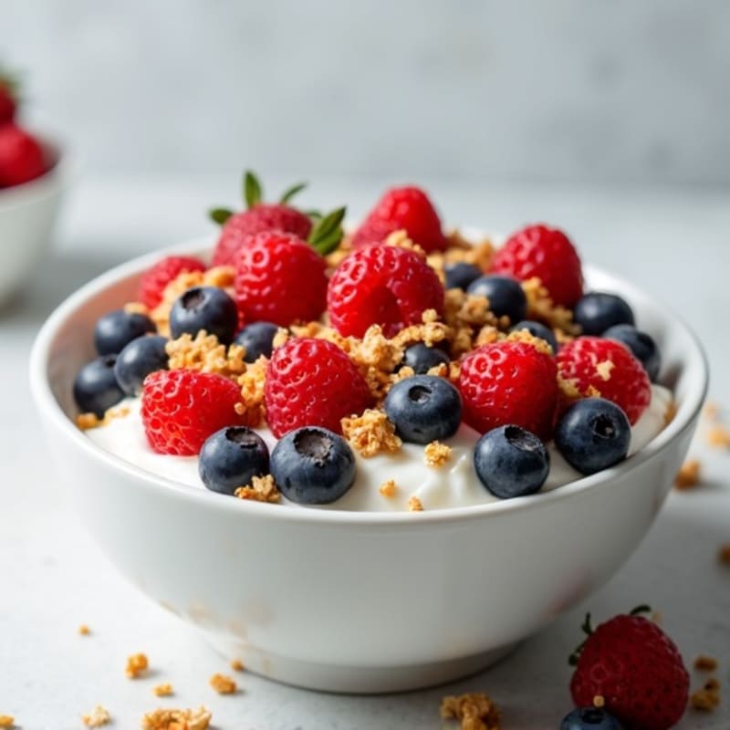 Creamy Greek Yogurt Bowl with Fresh Berries and Crunchy Granola