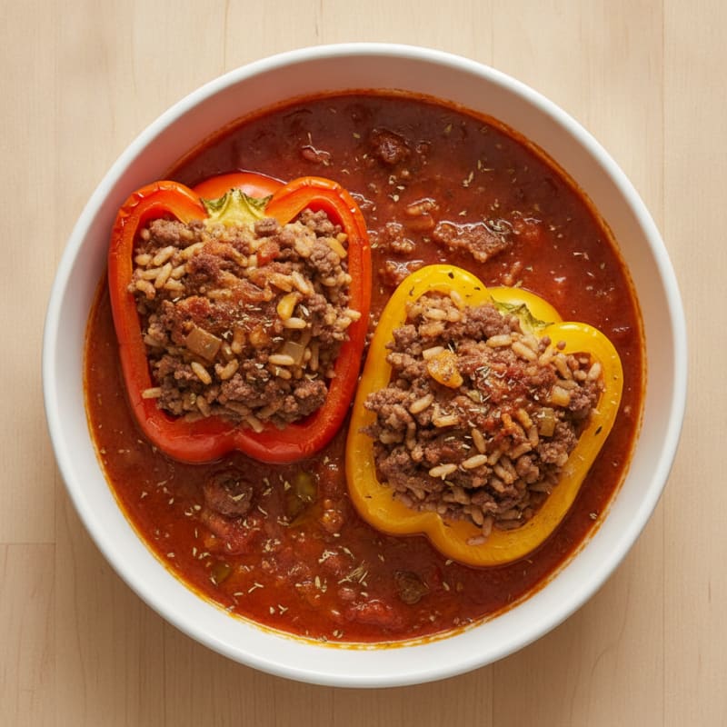 Beef and Rice Stuffed Bell Peppers