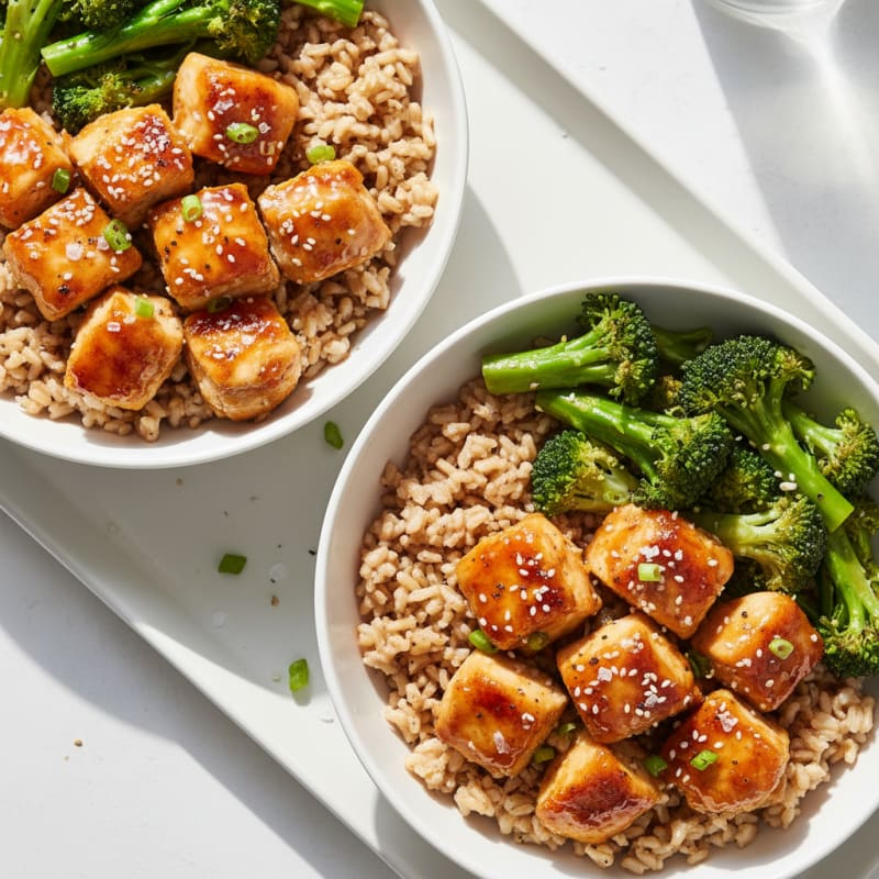 Crispy Honey-Garlic Chicken Bowls