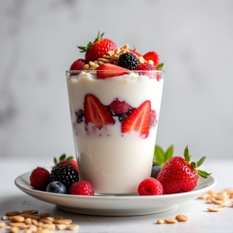 Greek Yogurt Protein Parfait with Mixed Berries and Almonds