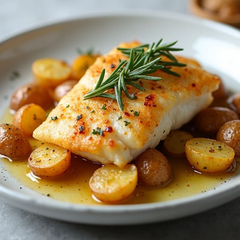 Crispy Baked White Fish with Roasted Herb Potatoes