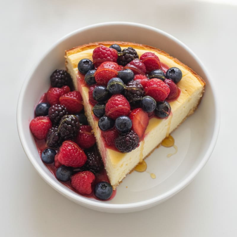 Greek Yogurt Protein Cheesecake with Mixed Berries
