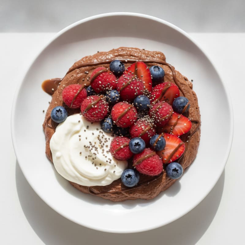 Silky Chocolate Protein Pudding with Berries