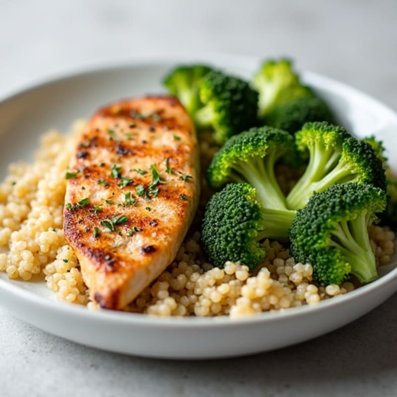 Grilled Chicken Breast with Quinoa and Steamed Broccoli