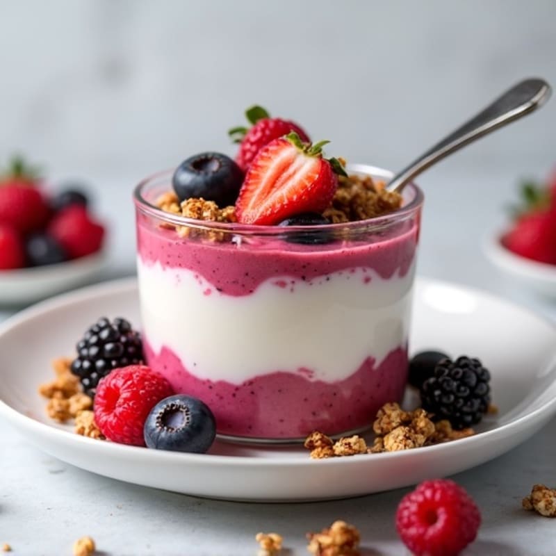 Greek Yogurt Protein Pudding with Mixed Berries