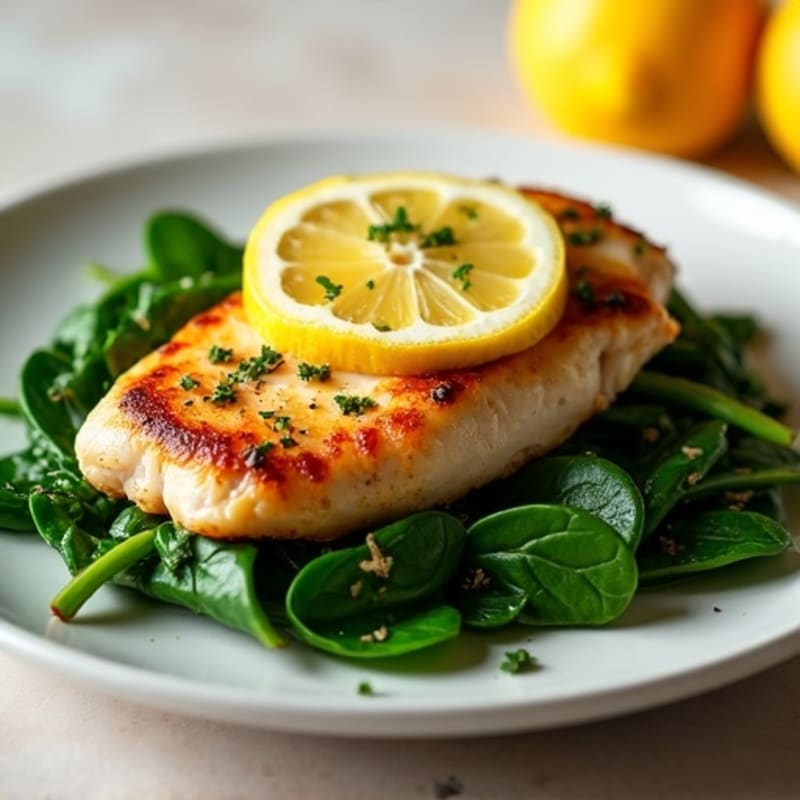 Lemon Garlic Pan-Seared Chicken with Sautéed Greens