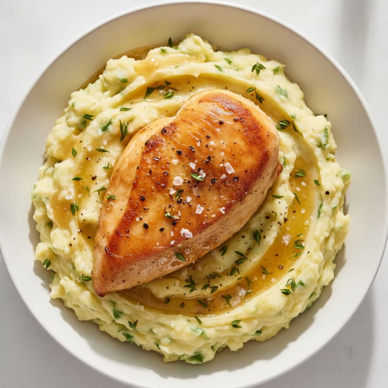 Herb-Roasted Chicken with Buttery Garlic Mashed Potatoes