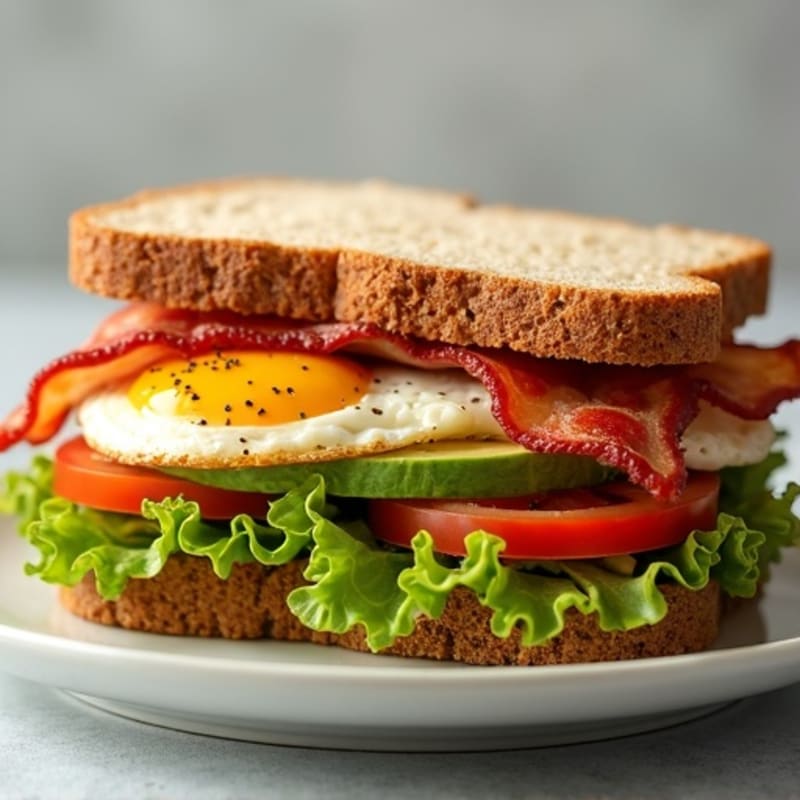 Avocado, Crispy Bacon, Fresh Tomato, and Lettuce Sandwich