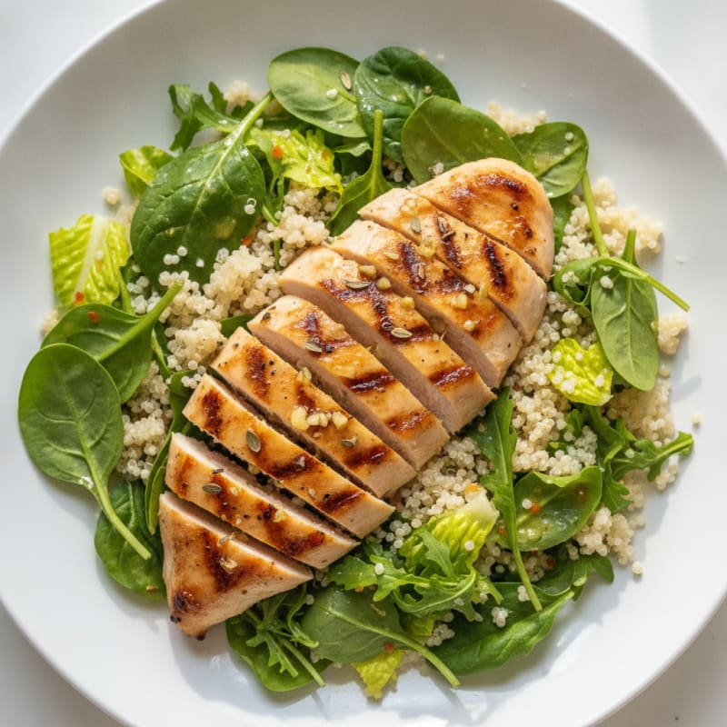 Grilled Lemon Chicken with Quinoa and Mixed Greens