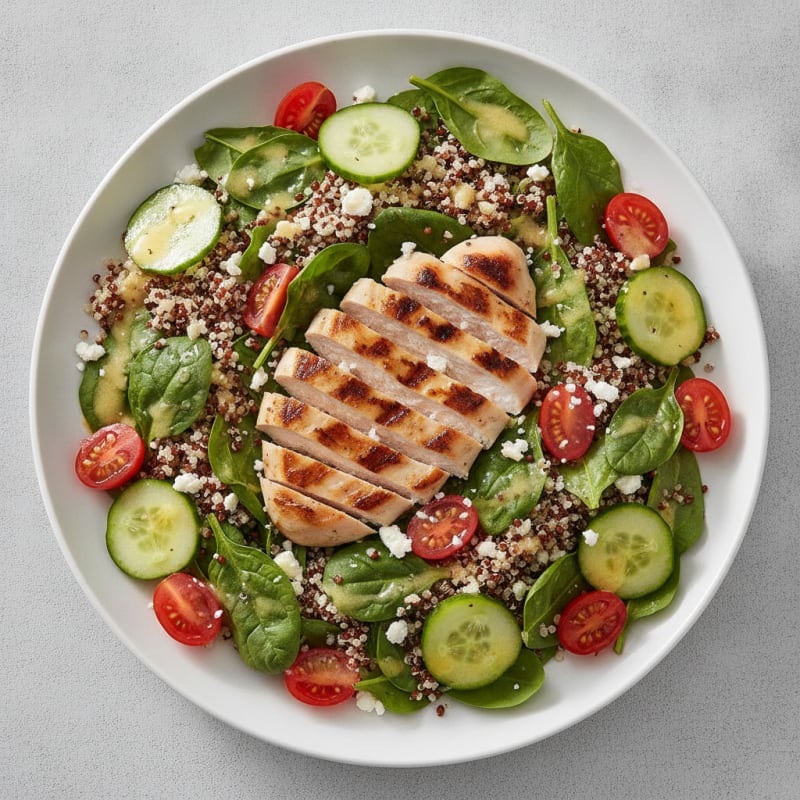 Grilled Chicken and Quinoa Salad with Spinach