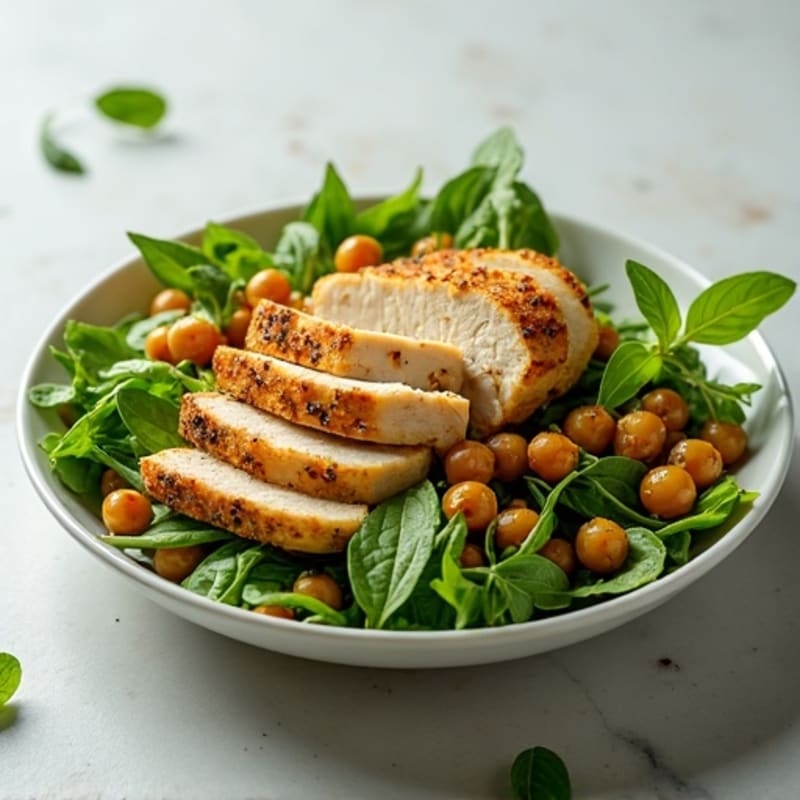 Fresh Herb Salad with Crispy Roasted Chickpeas and Lemon-Garlic Dressing