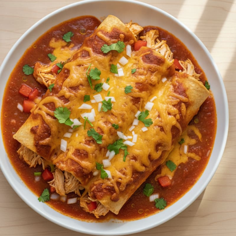Mexican Chicken Enchiladas with Red Sauce