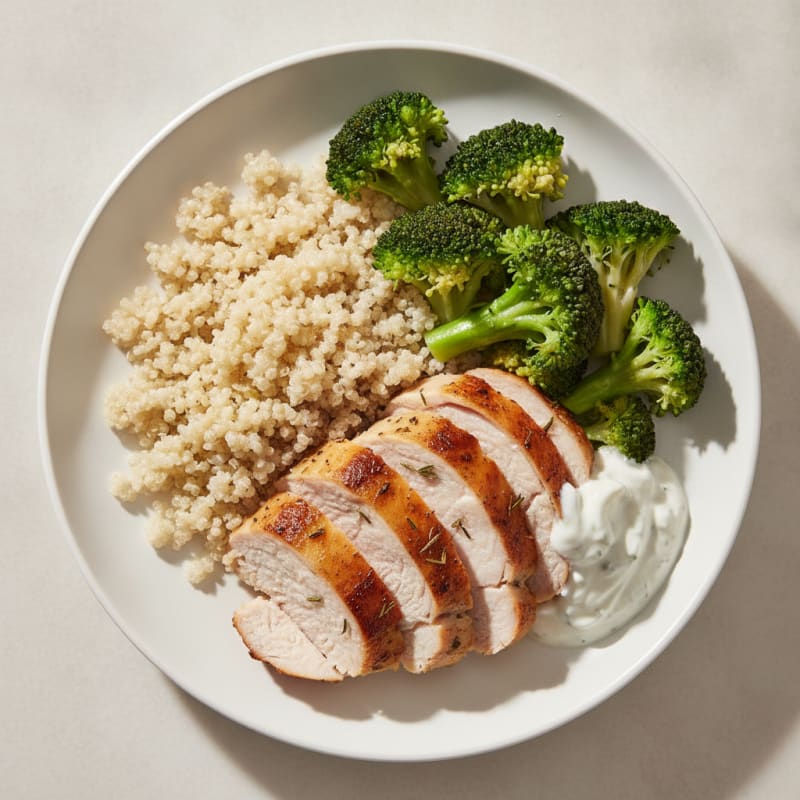Herb-Roasted Turkey Breast with Steamed Broccoli and Quinoa