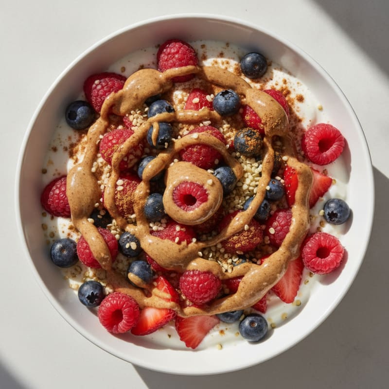 Greek Yogurt Bowl with Fresh Berries and Almond Butter