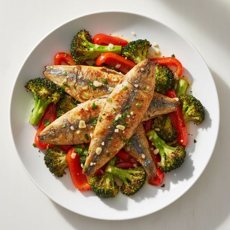 Pan-Seared Sardines with Roasted Vegetables