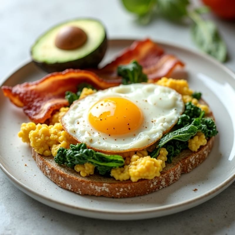 Cottage Cheese Scramble with Spinach and Turkey Bacon