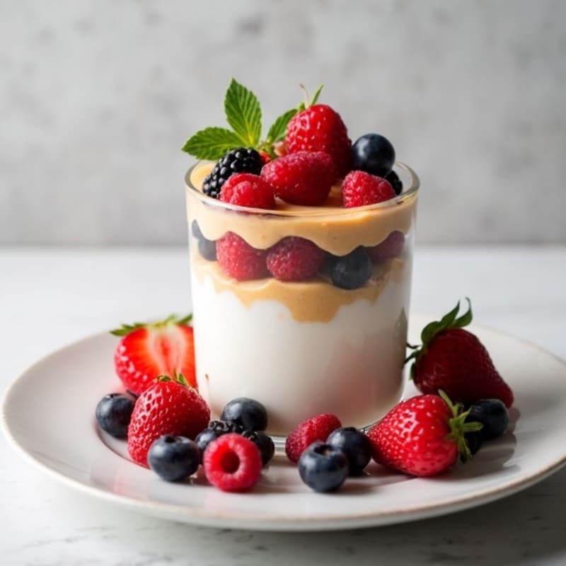 Greek Yogurt Protein Parfait with Mixed Berries