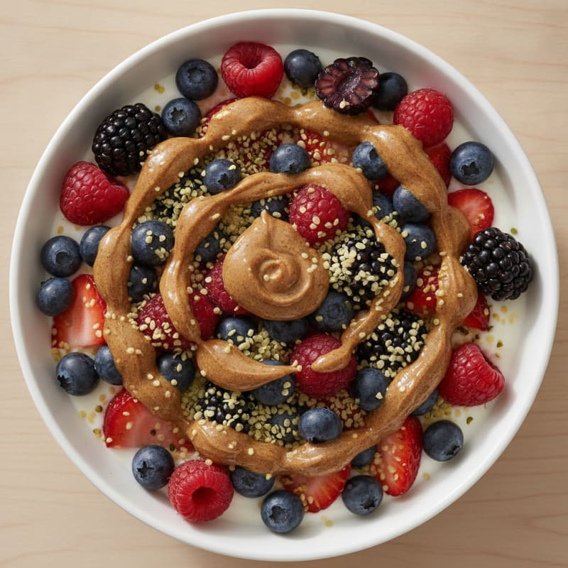 Greek Yogurt Bowl with Mixed Berries and Almond Butter