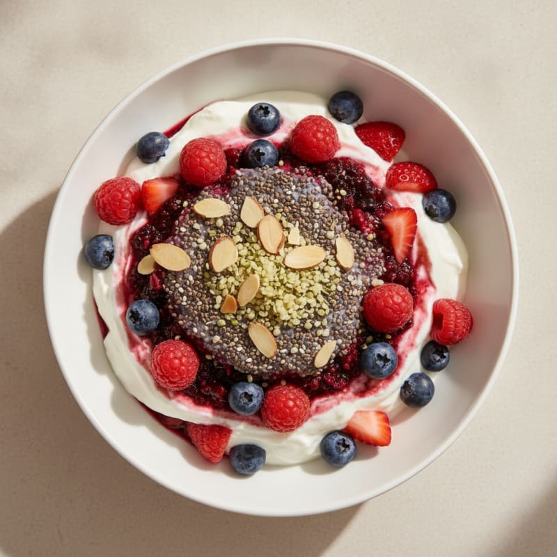 Creamy Greek Yogurt Parfait with Chia Seeds and Mixed Berries