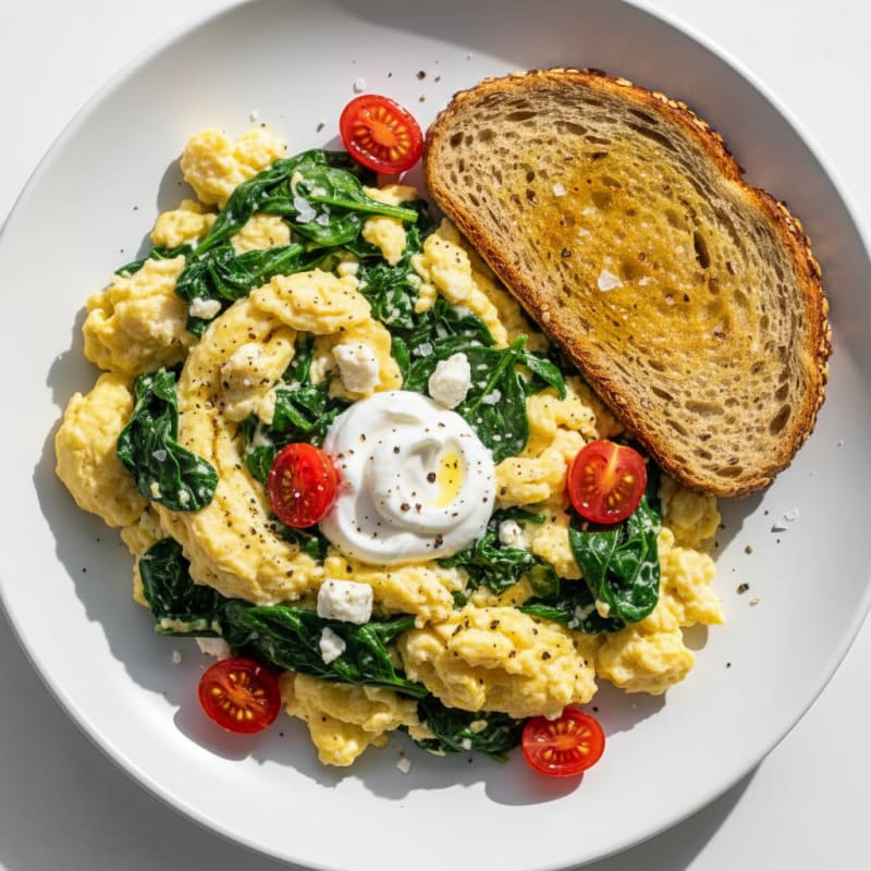Creamy Spinach and Feta Scramble