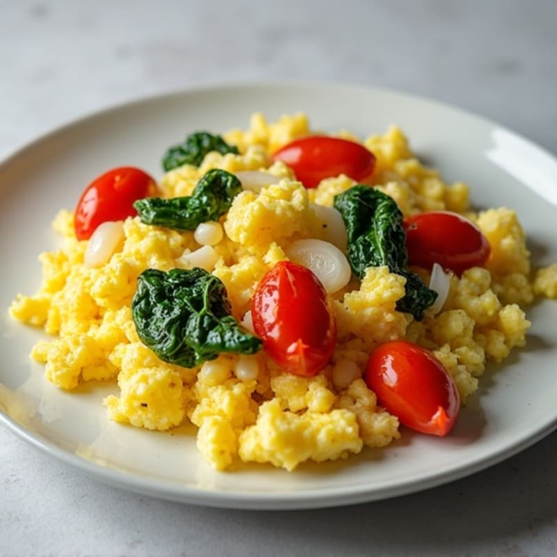 Quick Scrambled Eggs with Sautéed Veggies