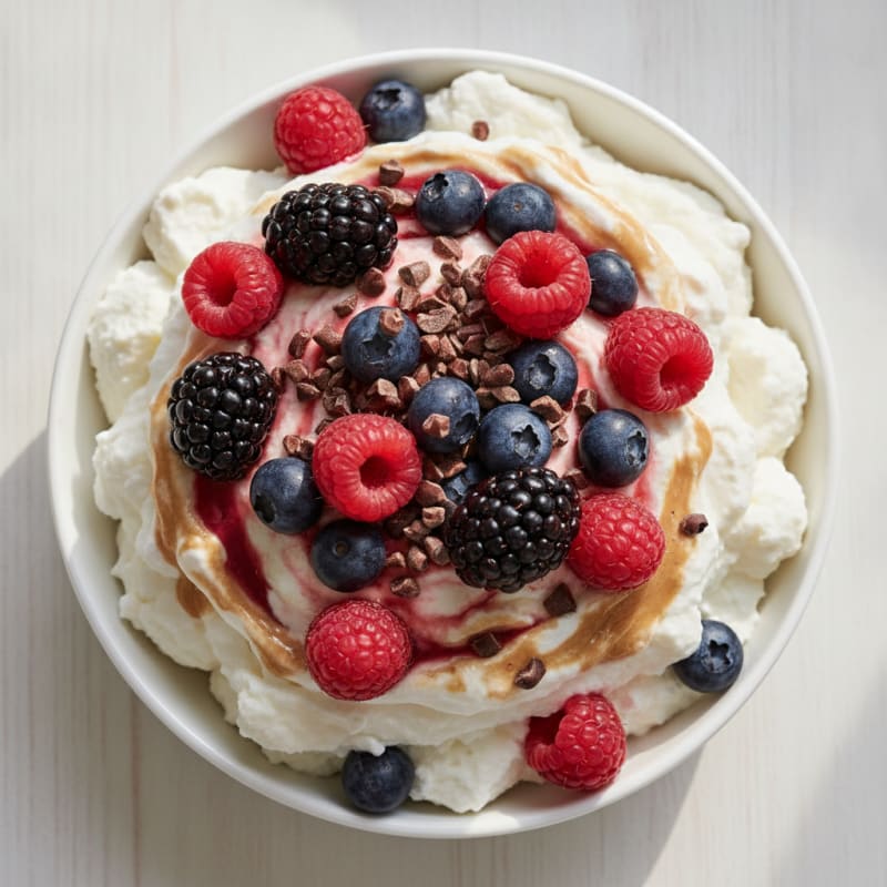 Greek Yogurt Protein Mousse with Mixed Berries