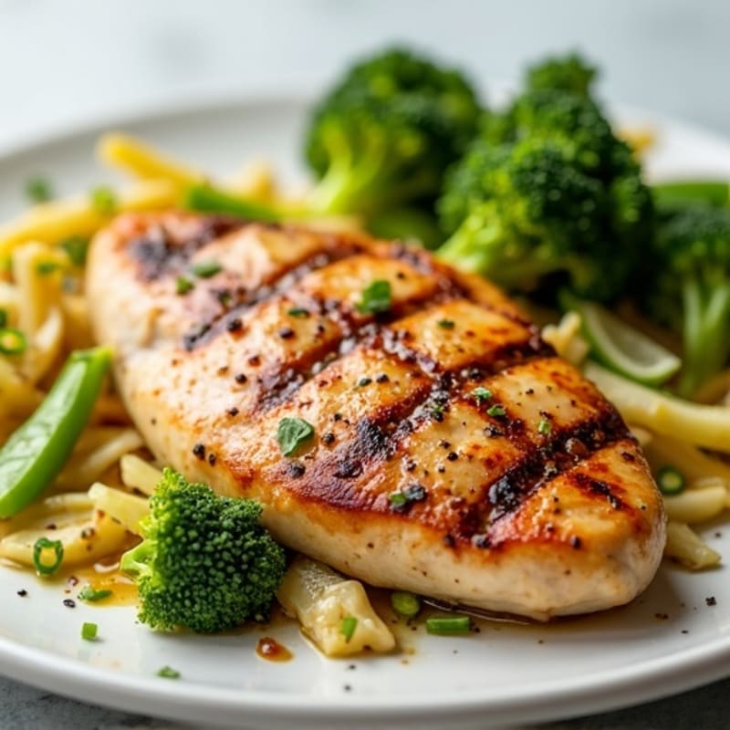 Grilled Chicken Breast with Crunchy Broccoli Slaw