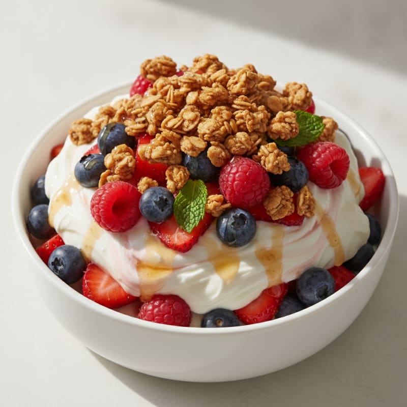 Creamy Greek Yogurt Parfait with Protein Granola and Berries