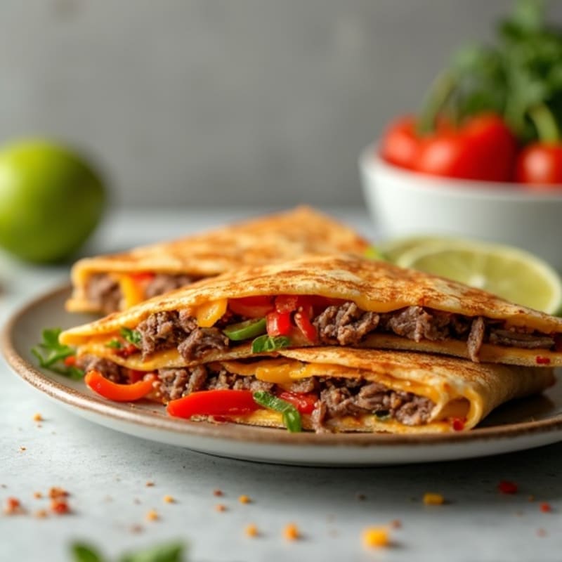Spicy Lime Steak Quesadilla with Bell Peppers