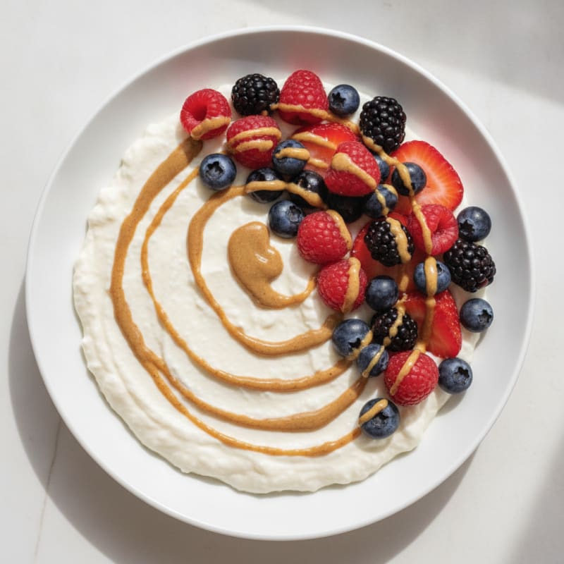 Silky Cottage Cheese Protein Pudding with Mixed Berries