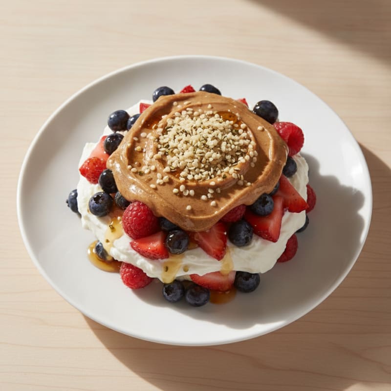 Greek Yogurt Protein Parfait with Berries and Almond Butter